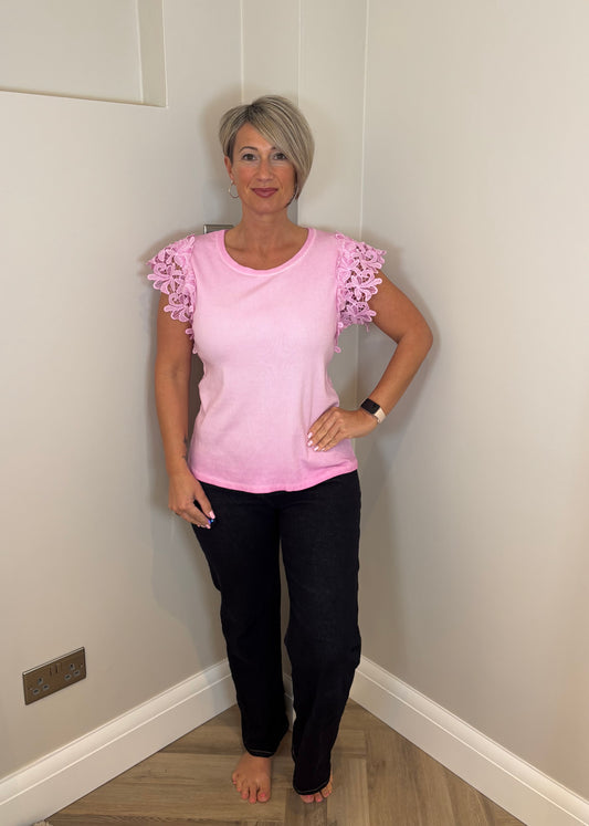 Shoulder Detail Top in Pink