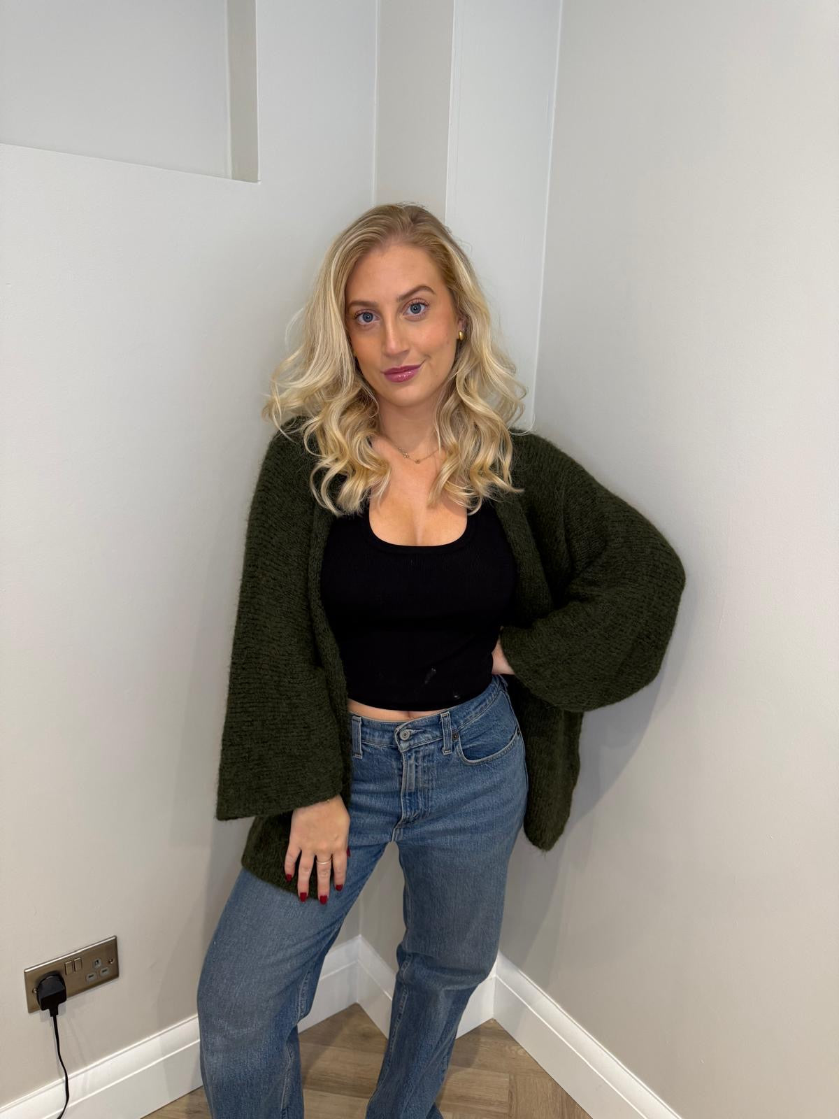 Knit Cardigan in Khaki