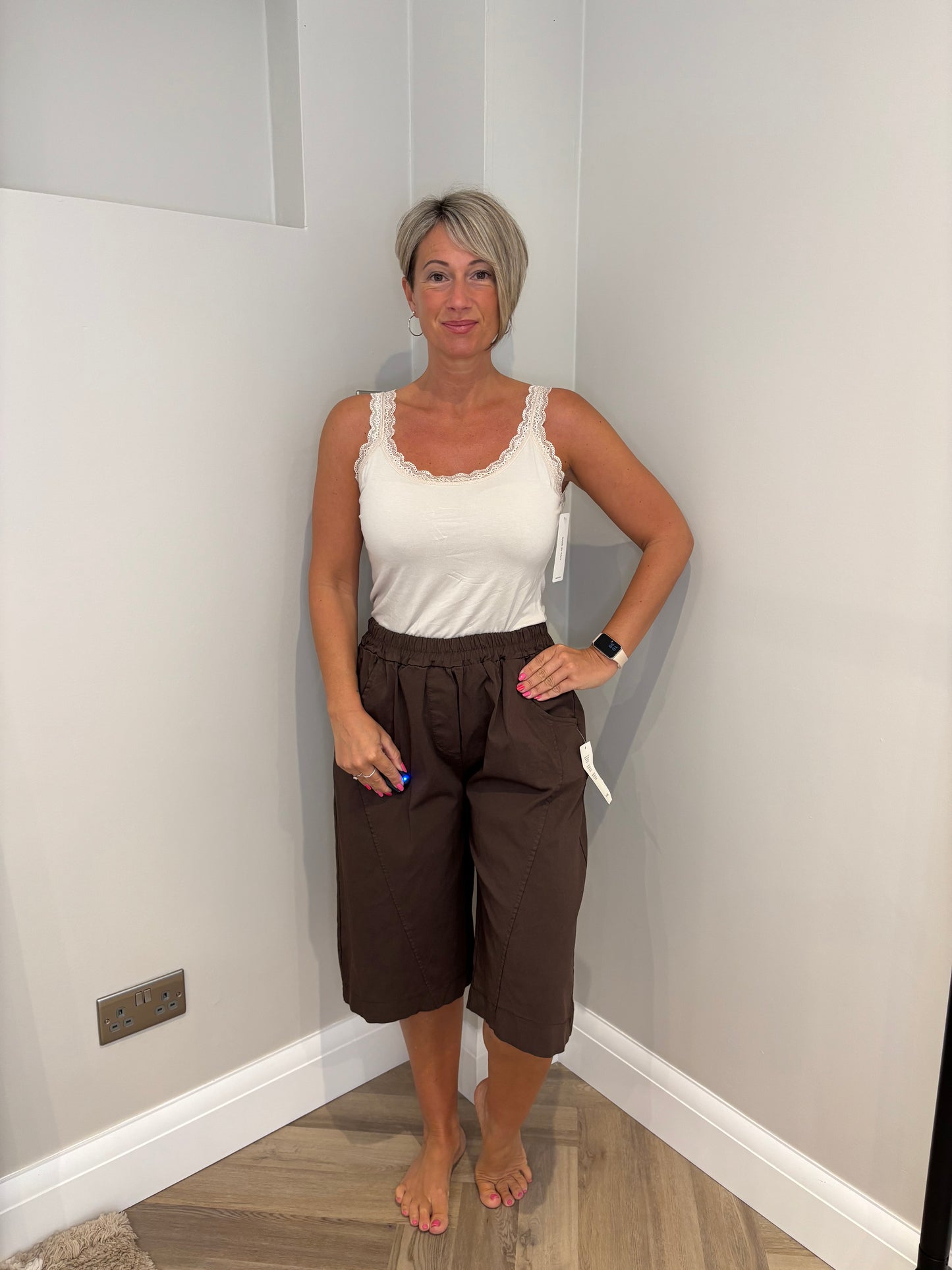 Knee Length Shorts in Brown