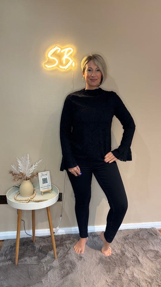 Lace Detail Top in Black M/L