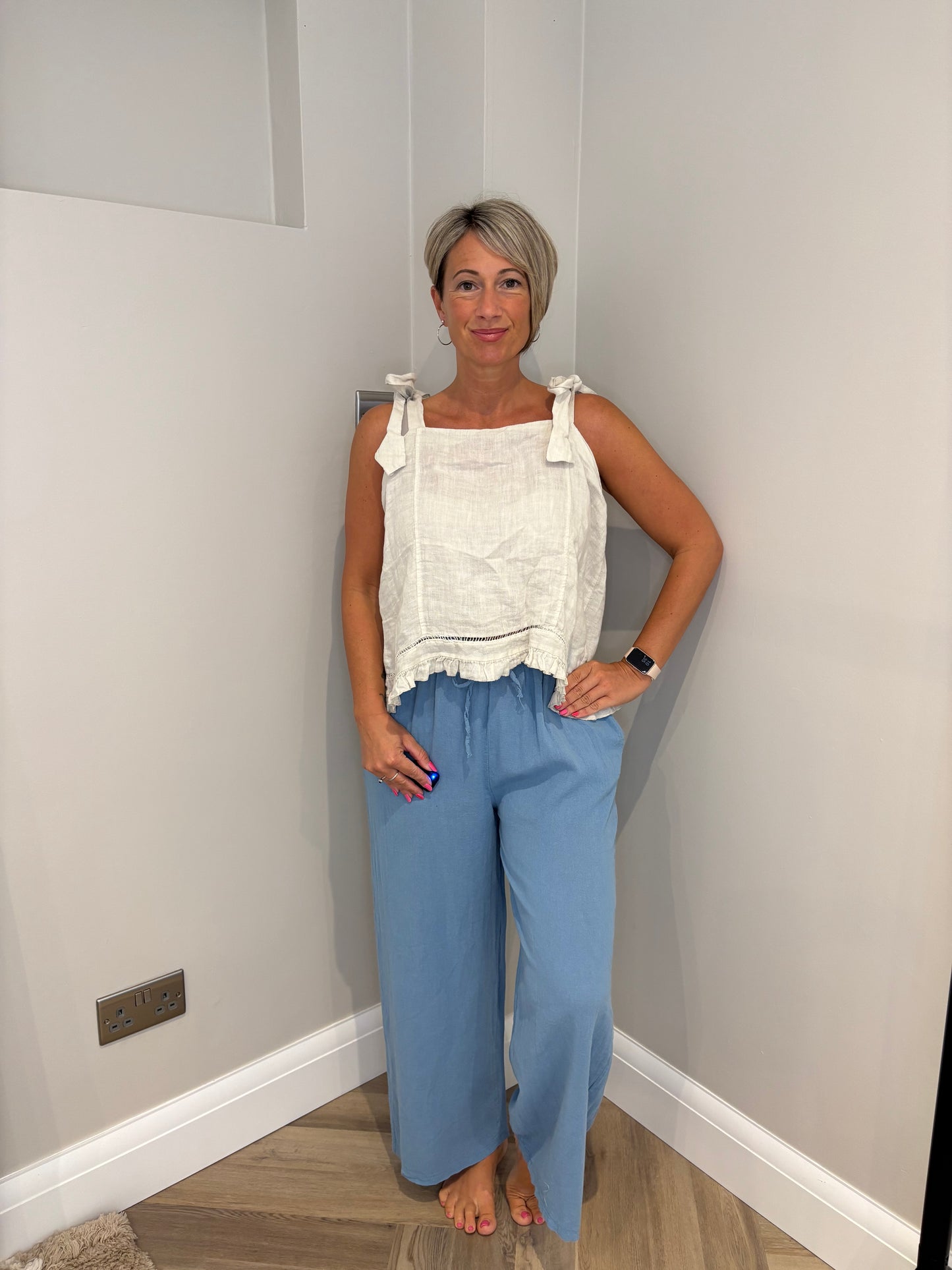 Linen Trousers in Denim Blue