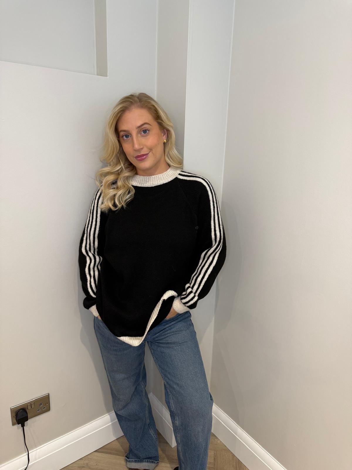 Striped Soft Knit Jumper in Black